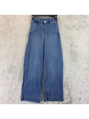 BCBGeneration High Rise Wide Leg Trouser Jeans Womens 0 Blue Med Wash Denim